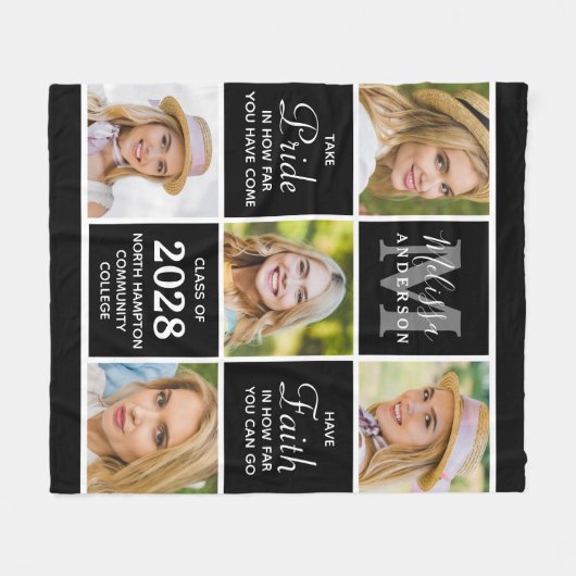 Chic Graduate 5 FotoCollage Inspiration Schwarz Fleecedecke (Vorderseite (Horizontal))