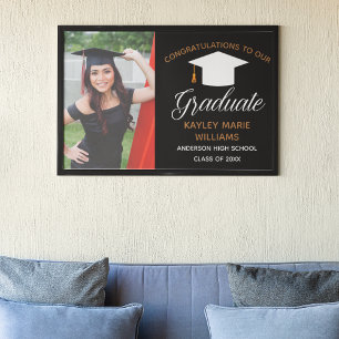 Chic Graduate Foto 2025 Black Graduation Party Poster