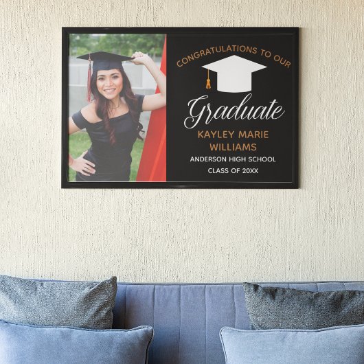 Chic Graduate Foto 2025 Black Graduation Party Poster