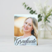 Chic Graduate Foto Black Script 2024 Abschluss Postkarte (Stehend Vorderseite)