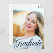 Chic Graduate Foto Black Script 2024 Abschluss Postkarte (Vorne/Hinten)