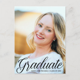 Chic Graduate Foto Black Script 2024 Abschluss Postkarte