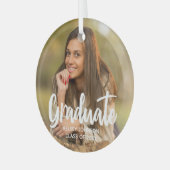 Chic Graduate Foto Moderne Custom 2023 Abschluss Ornament Aus Glas (Vorderseite links)