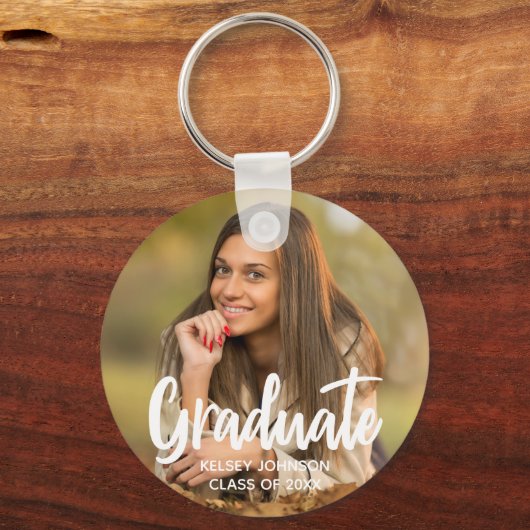 Chic Graduate Foto Moderne Custom 2023 Abschluss Schlüsselanhänger (Rückseite)
