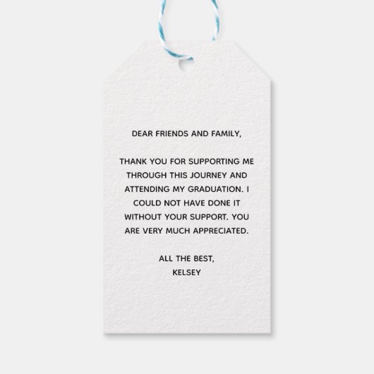 Chic Graduate Foto Moderne Custom Graduate Party Geschenkanhänger (Rückseite)