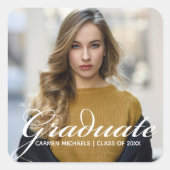 Chic Graduate Foto Personalisiert 2025 Party Quadratischer Aufkleber (Vorderseite)
