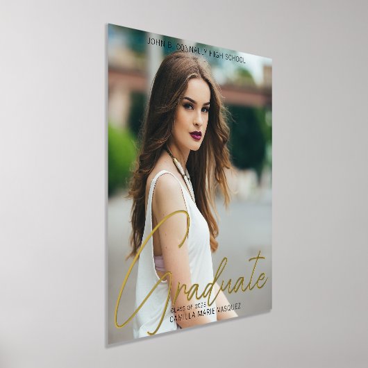 Chic Graduate Foto Trendy Script Abschluss Gold Foliendrucke (Ablage )
