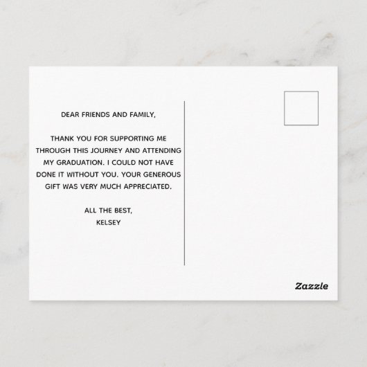 Chic Graduate Foto Vielen Dank Abschluss Postkarte (Rückseite)