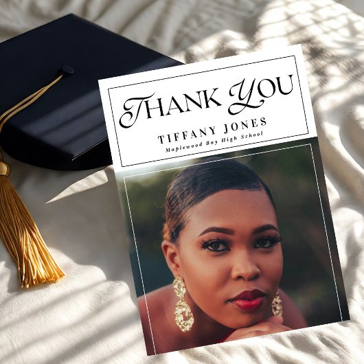 Chic Graduate Magazine Foto Abschluss Vielen Dank Postkarte