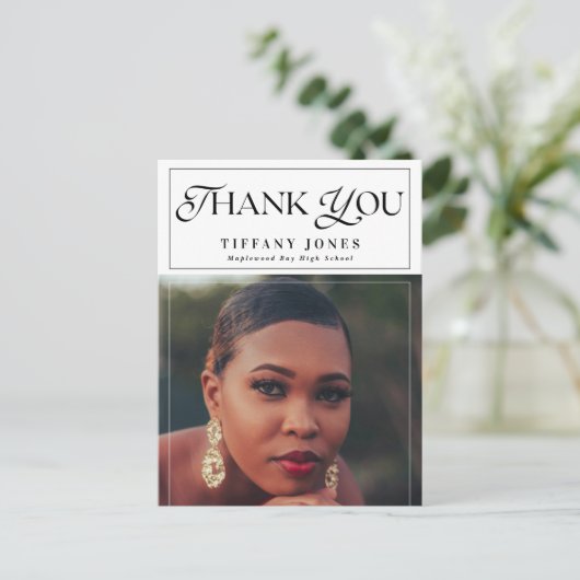 Chic Graduate Magazine Foto Abschluss Vielen Dank Postkarte (Stehend Vorderseite)