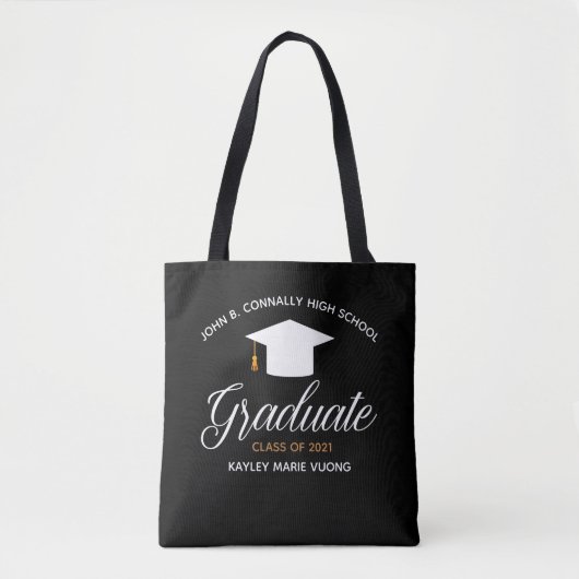 Chic Graduate Personalisiert Class of 2025 Black Tasche (Vorderseite)