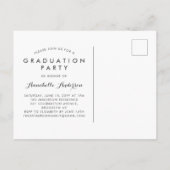 Chic Graduate Script Typografy Graduation Party Einladungspostkarte (Rückseite)