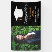 Chic Graduate Senior Foto Black Graduation Party Banner (Vertikal)