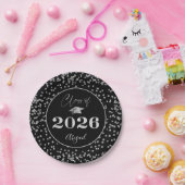 Chic Graduation Black Silver Glitter CLASS OF 2023 Pappteller (Party)