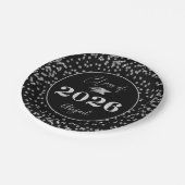 Chic Graduation Black Silver Glitter CLASS OF 2023 Pappteller (Schrägansicht)