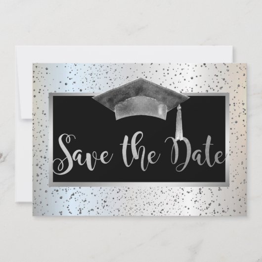 Chic Graduation Cap,Confetti Save the Date (Vorderseite)