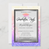 Chic Graduation Cap, Glass Ombre Bokeh Abschluss Einladung (Vorderseite)