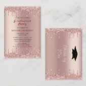 Chic Graduation Party Einladung Rose Gold Glitzer (Vorne/Hinten)
