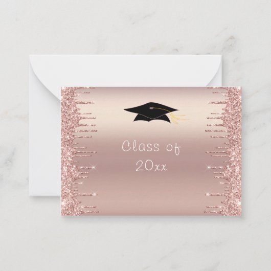 Chic Graduation Party Einladung Rose Gold Glitzer (Rückseite)