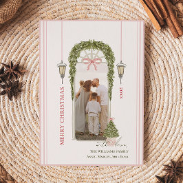 Chic Grandmillennial Coquette Christmas Arch Photo Feiertagskarte