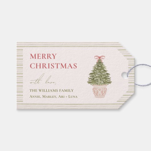 Chic Grandmillennial Coquette Weihnachtsfamilie Geschenkanhänger (Vorderseite (Horizontal))