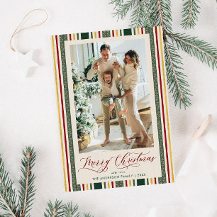 Chic Grandmillennial Stripes Frohe Weihnachten Fot