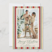 Chic Grandmillennial Stripes Frohe Weihnachten Fot (Vorderseite)