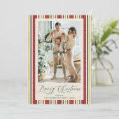 Chic Grandmillennial Stripes Frohe Weihnachten Fot (Stehend Vorderseite)
