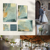 Chic Granite Blue Green Watercolor Wedding Begleitkarte