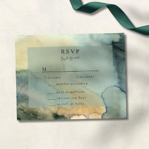Chic Granite Blue Green Watercolor Wedding RSVP Karte