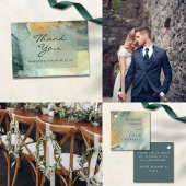 Chic Granite Blue Green Watercolor Wedding RSVP Karte