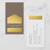 Chic Graphic Gold Real Anwesen Agent Business Card Visitenkarte (Vorne/Hinten)