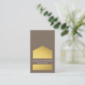 Chic Graphic Gold Real Anwesen Agent Business Card Visitenkarte (Stehend Vorderseite)