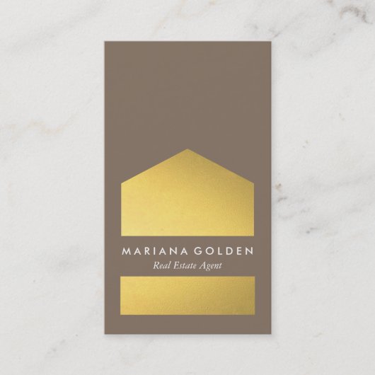 Chic Graphic Gold Real Anwesen Agent Business Card Visitenkarte (Vorderseite)