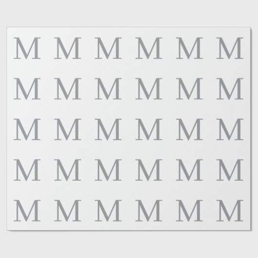 Chic Grau Initialen Monogramm Modern Geschenkpapier (Flach)