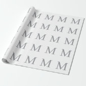Chic Grau Initialen Monogramm Modern Geschenkpapier (Ungerollt)