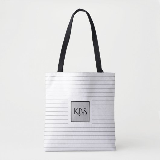 Chic grau pinstripes mit Monogramm Tasche (Vorderseite)