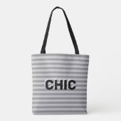 Chic Grau Silber gestreift Tasche (Rückseite)