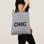 Chic Grau Silber gestreift Tasche (Von Nahem)
