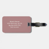 Chic Grau und Dusky Pink Strick Streifen und Monog Gepäckanhänger (Rückseite horizontal)