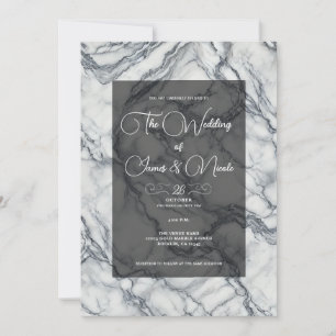 Chic Grau und Weiß Trend Marble Glam Hochzeit  Einladung