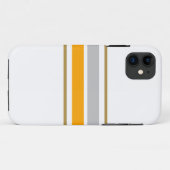 Chic graue gelbe Mittelstreifen auf weißen Streife Case-Mate iPhone Hülle (Rückseite (Horizontal))