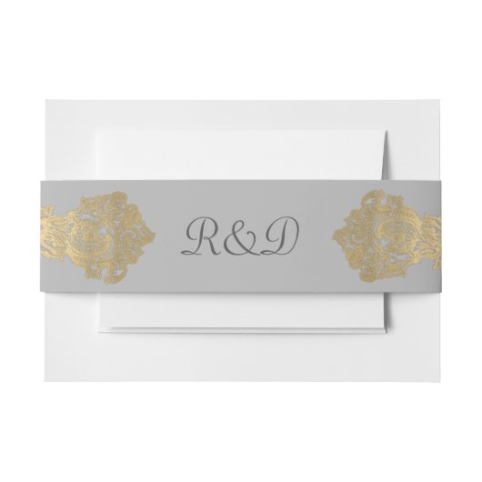 Chic Graue und Gold Mit Monogramm Wedding Bly Band (Vorderseite Beispiel)