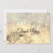 Chic Graugold Kristall Tropfen Dankeskarte (Vorderseite)