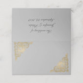 Chic Gray and Gold Wedding Folded Platzkarte (Außenseite Aufgefaltet)