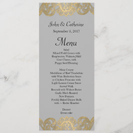 Chic Gray and Gold Wedding Menu Menükarte
