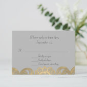 Chic Gray and Gold Wedding RSVP Card (Stehend Vorderseite)