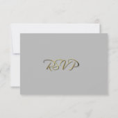 Chic Gray and Gold Wedding RSVP Card Karte (Rückseite)