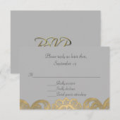 Chic Gray and Gold Wedding RSVP Card Karte (Vorne/Hinten)