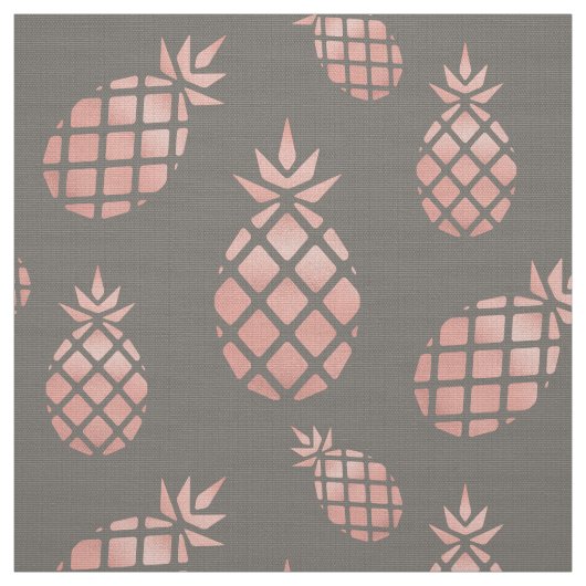 Chic Gray and Rose Gold Ananas Upholsterie Stoff (Muster)